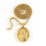 18K Gold Plated Blessed Virgin Mary Madonna and Infant Jesus Necklace