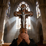 Silver painted version Ash wood Crucifix ，Jesus Christ, wooden Cross gift of love