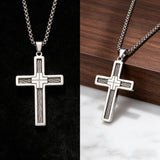 Modern Cable Wire Inlay Cross Pendant Necklace