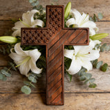 American Flag Cross - Carved in Natural Wood