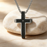 Hammered Two-Tone Stainless Steel Cross Necklace – Strength, Faith & Rugged Elegance