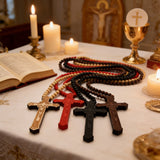 8mm Wooden Bead Rosary Necklace | Catholic Devotional Jewelry