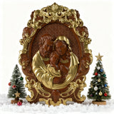 Bgcopper Holy family Nativity Wood Carving Gift Religious Family Wall Decor