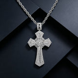 Iced Baguette & Round CZ Cross Pendant Necklace – Faith, Luxury & Statement Style