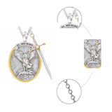 The Protection Amulet of St. Michael Archangel with a Sword Pendant Necklace