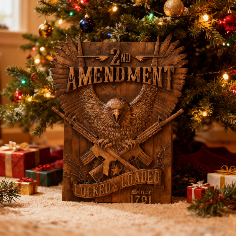 Handcrafted Solid Wood Wall Art - Commemorating the Second Amendment