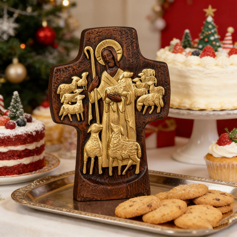 Good Shepherd Wooden Cross: A Religious Gift of Endless Care & Guidance