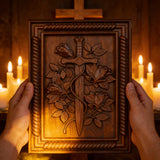Rose & Sword Wood Wall Art: Where Strength Meets Grace