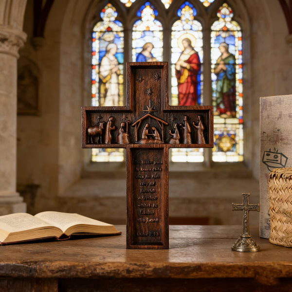 Nativity Scene Crucifix Wooden Wall Decoration