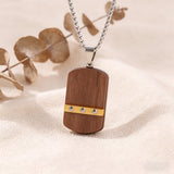 Stainless Steel & Wood Dog Tag Necklace – Nature, Strength & Minimalist Elegance