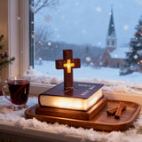 Floating Cross Bible LED Lamp: Suspended Faith, Illuminated Grace