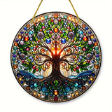 Tree of Life Stained Glass Acrylic Hanging Decor: Divine Beauty for Your Faith Space ✨