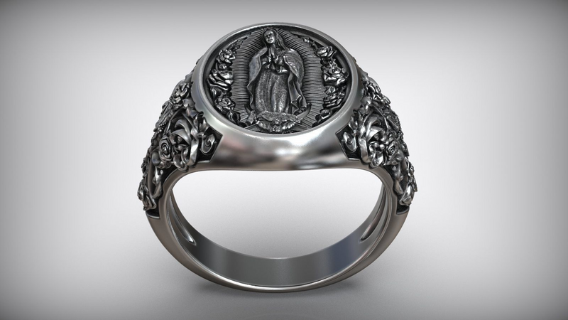 S925K Silver Our Lady of Guadalupe Ring