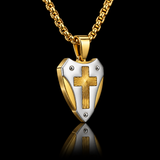 Titanium Steel Shield of Faith Cross Pendant | Protective Christian Jewelry