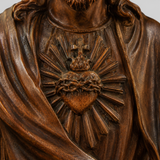 Hand Carved Sacred Heart of Jesus Virgin Mary Wooden Tabletop Ornament