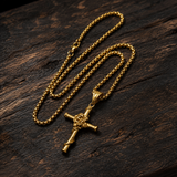 Rose Wrapped Cross Necklace, Retro Religious Pendant for Men Women