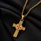 Knights Templar Celtic Knot Cross Necklace for Men, Red Enamel Templar Symbol Stainless Steel Pendant Product Parameters
