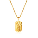 Mens gold color Lord's Prayer & Crucifix Jesus Piece Christ Dog Tag Pendant 24"inch Miami Cuban Chain Hip Hop Necklace