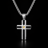 Braided Inlay Cross Necklace – Modern Christian Pendant for Men