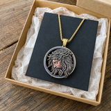 Vintage 3D Enamel Crown of Thorns Jesus Face Medallion Stainless Steel Necklace