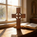 Irish Celtic Cross Wooden Hand Carved Cross for Wall Decor, Religious Gift Cross