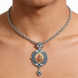 Vintage Our Lady & Child Icon Necklace