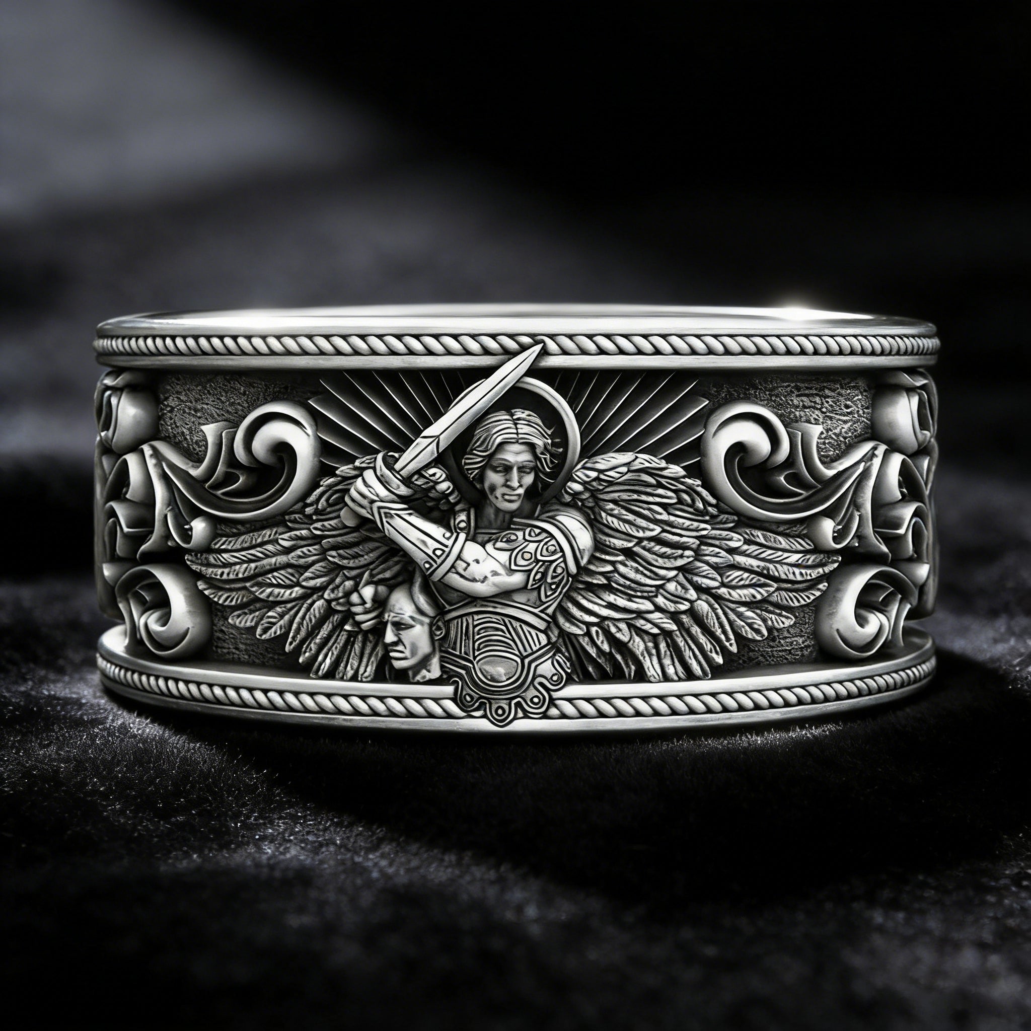 S925K Silver Archangel Michael Ring | Sacred Protection and Baroque ...