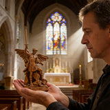 Boxwood Archangel Michael Carving: A Christmas Gift of Divine Protection