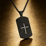 Sparkling Cross Pendant Necklace | Diamond-Set Stainless Steel Jewelry