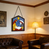 Nativity Scene Stained Glass Suncatcher: The Holy Family in Radiant Light