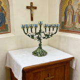 Vintage Vine & Flower 9-Branch Jewish Menorah