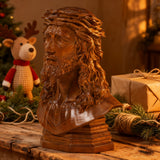 Boxwood Jesus Crown with Thorns Half-Length Desktop Ornament