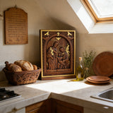 Beechwood Holy Family Wall Hanging: Carving Devotion in Wood, Bringing Sacred Warmth