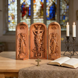 Hand-carved Portable Church - Mini Christian Ascension scene Triptych Altar