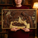 Nativity Scene Wood Carved Plaque, Religious Wall Decor, Christmas Gift