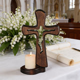 Beechwood Cross Candle Holder: Bearing Faith in Wood, Kindling Devotion with Light