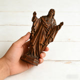 Hand Carved Sacred Heart of Jesus Virgin Mary Wooden Tabletop Ornament