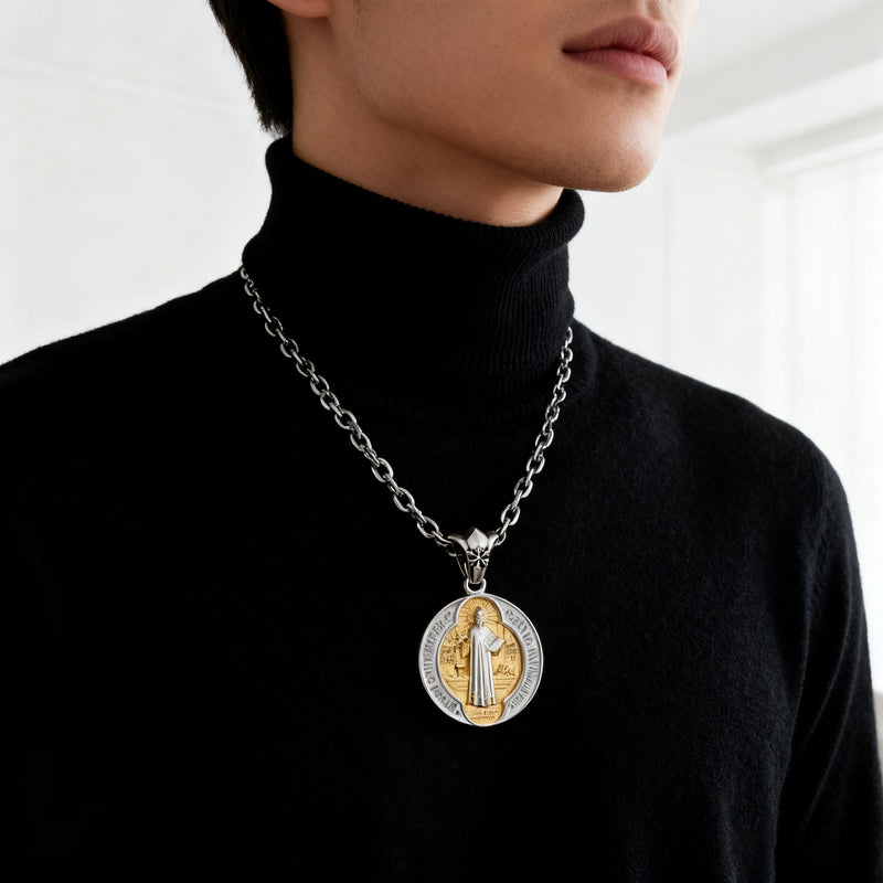 St. Benedict Home Blessing Titanium Steel Pendant