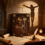 Bgcopper Saint Patrick Wood Carved Icon Religious Gift Wall Hanging Art Work