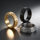 Sun, Moon & Stars Rotating Fidget Ring | Celestial Anxiety Relief Jewelry