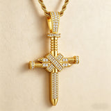 Iced Nail Cross Pendant Necklace – Faith, Strength & Dazzling Luxury
