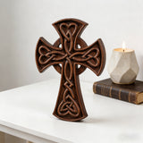 Celtic Love Cross Hand-Carved Wooden Wall Art: Faith, Unity, and Timeless Craft
