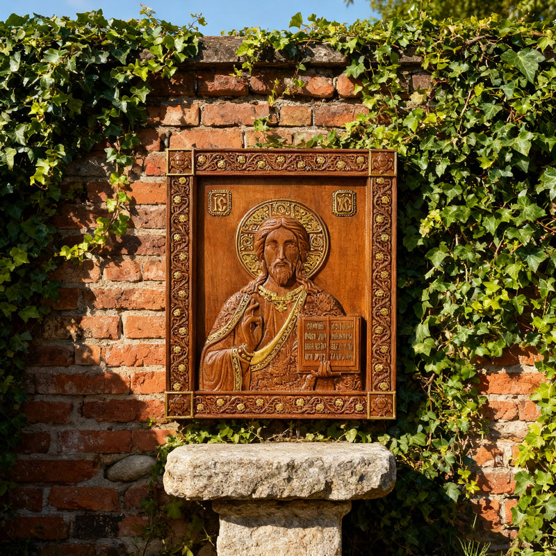 Jesus Christ Pantocrator Wood Carving