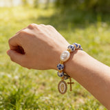 8mm Blue Floral Bead Our Lady Bracelet: Wearable Grace on Your Wrist