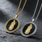 Vintage Our Lady of Guadalupe Stainless Steel Necklace | Catholic Religious Jewelry