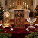 Hand-Carved Crucifix Wood Plaque: A Sacred Tribute to Redemption