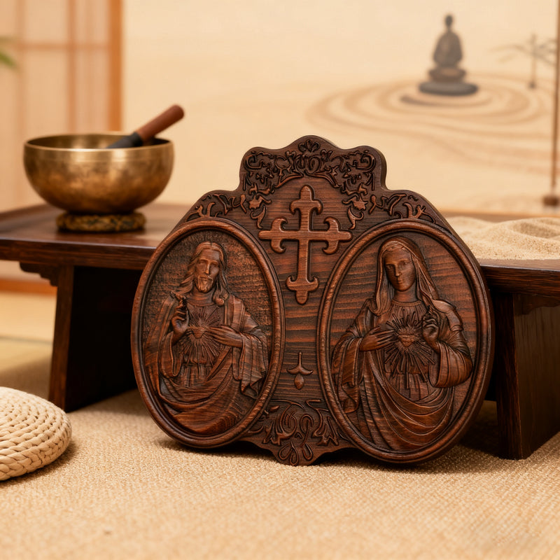 Sacred Heart of Jesus and Heart of Mary Plaque - 2023 New Religious Christmas Gift