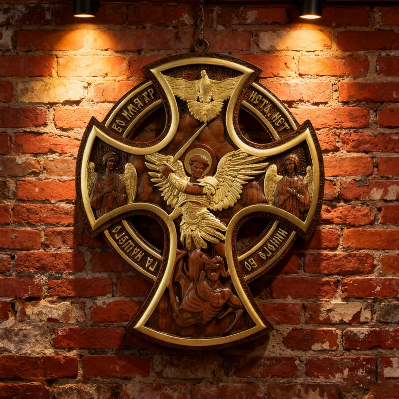 Orthodox Archangel Michael Wooden Sculpture - Gives Us Strength and Courage to Move Forward