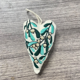 Hand-Embroidered Christmas Heart Ornaments - Reindeer/Gingerbread Man Design for Christmas Tree