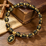 Cross Charm Beaded Stretch Bracelet – Faith, Hope & Timeless Devotion